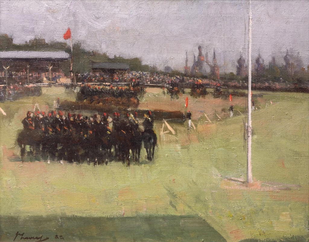 Il Musical Ride del XV ussari durante il torneo militare presso l'Esposizione Internazionale di Glasgow 1888 - The NcManus, Dundee